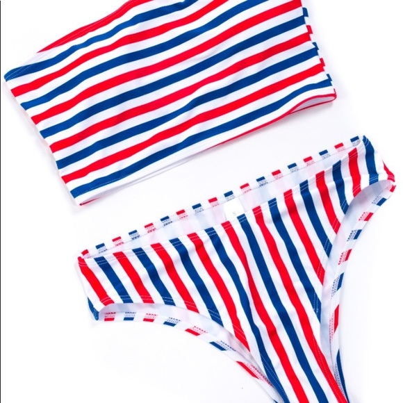 Striped Bandeau Bikini Set - Picture 3 of 8